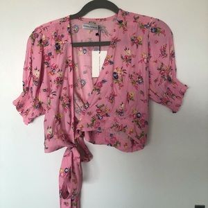 FAITHFUL THE BRAND pink wrap blouse